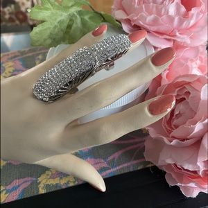 Chunky Rhinestone Double Ring